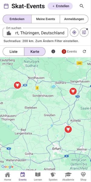 Veranstaltungsorte für Skat-Events